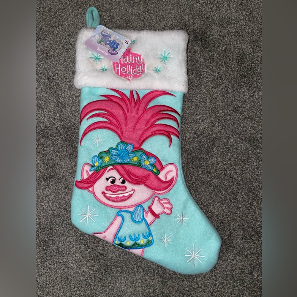 Brand New With Tags Trolls Poppy Hairy Holidays Christmas Stocking 17” Cute!